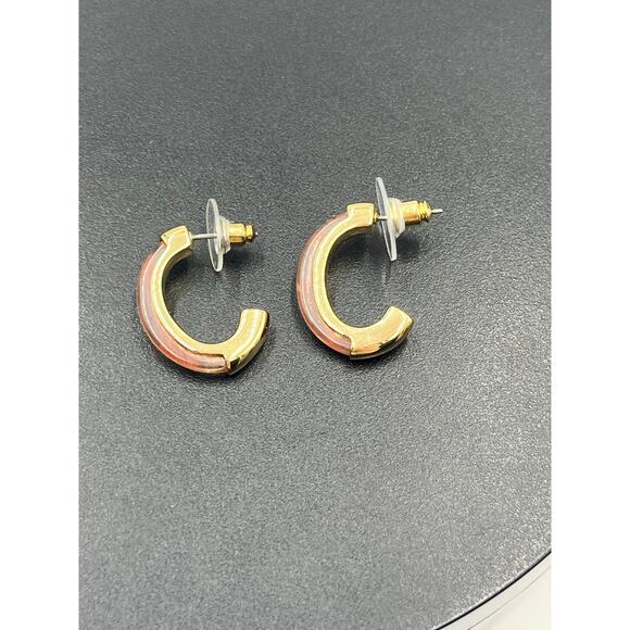 Demarson Designer Cherry Quartz Gold Luna Half Hoops Earrings * Read - Picture 4 of 9